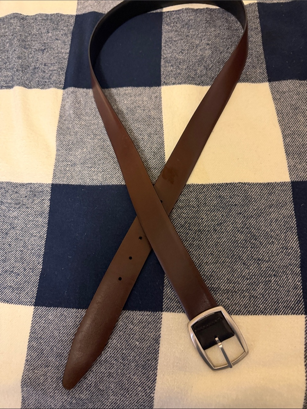 Men's Reversible Black/ Brown Leather Belt with Silver Buckle